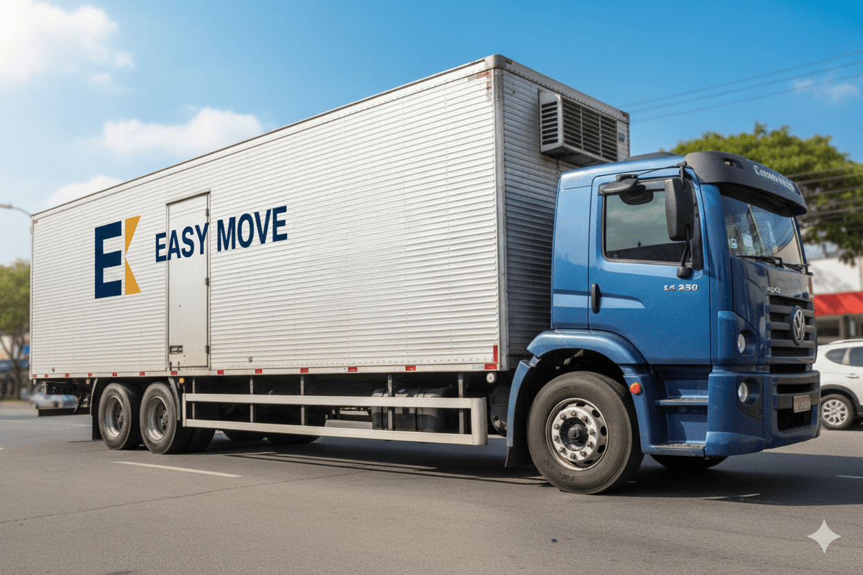 Homem carregando caixas de mudança.